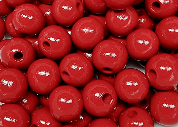 16MM WOODEN ROUND BEADS - DARK RED