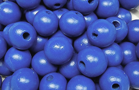 16MM WOODEN ROUND BEADS - ROYAL BLUE