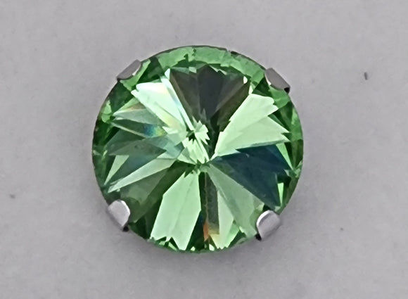 14MM GLASS RHINESTONE ROUND MONTEE - LIGHT GREEN