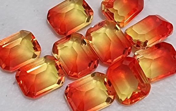 CABOCHON & PENDANTS - 10X8X4.2MM K9 GLASS RHINESTONE - ORANGE/YELLOW