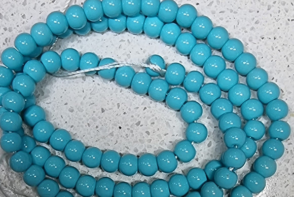 4MM-4.5MM ROUND GLASS BEAD STRANDS - MID BLUE