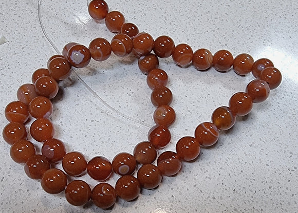 8MM NATURAL STRIPED AGATES - BROWN COLOUR