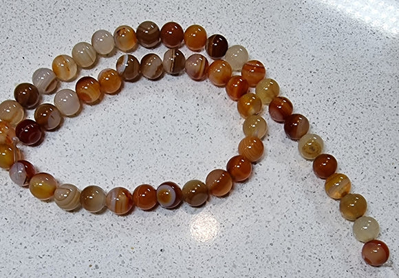 8MM NATURAL STRIPED AGATES - BROWN MIX