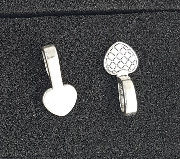 BAILS - GLUE ON - ANTIQUE SILVER - HEART