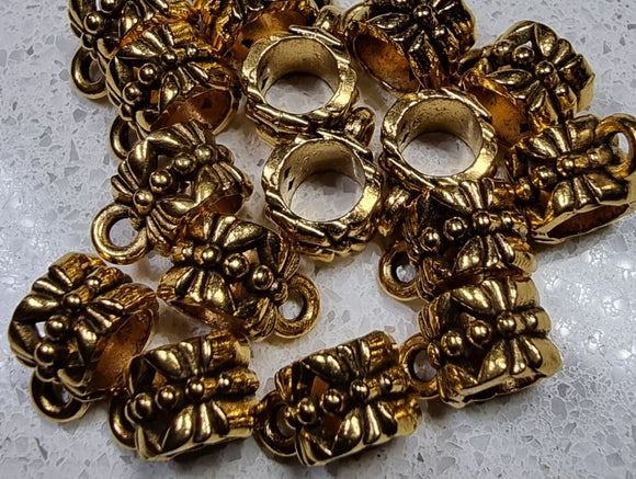 BAIL HANGER - ANTIQUE GOLD - BARREL 10 X 6MM