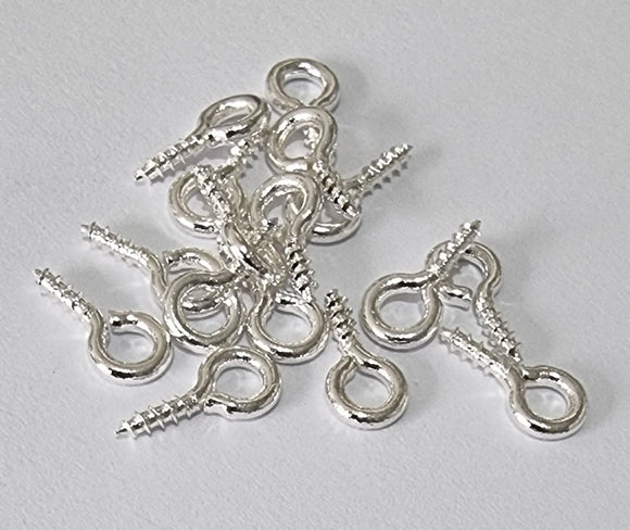 BAIL HANGER - BRASS SCREW EYE PIN PEG - 10X6X1.5MM - S/SILVER PLATED