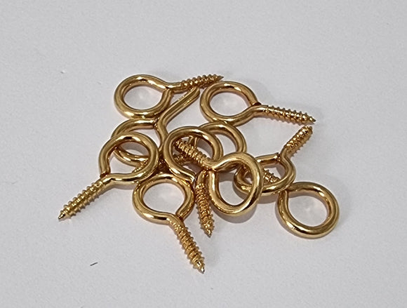 BAIL HANGER - S/STEEL SCREW EYE PIN PEG - 17X8.5MM - GOLDEN