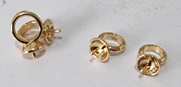 BAIL HANGER - BRASS SCREW EYE PIN PEG - 9X5MM - 18KT GOLD PLATED