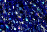 TEARDROPS - 11.5 X 8MM FACETED GLASS E.PLATED - DARK BLUE