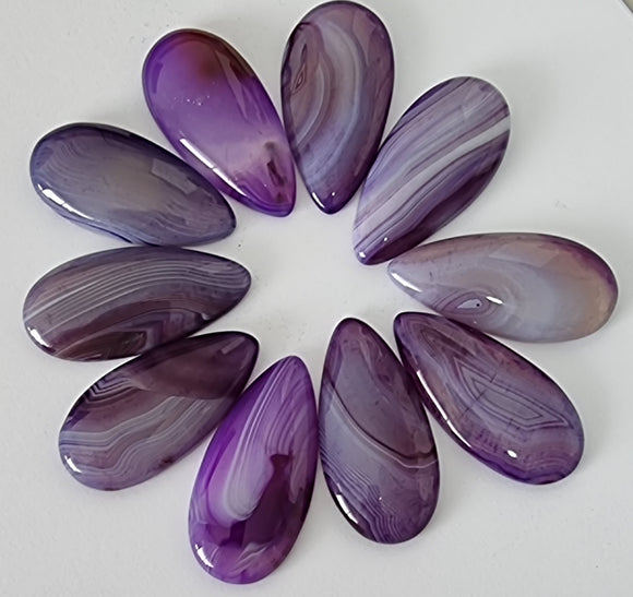 CABOCHONS 49 X 24 X 8MM TEARDROP MIXED PURPLES