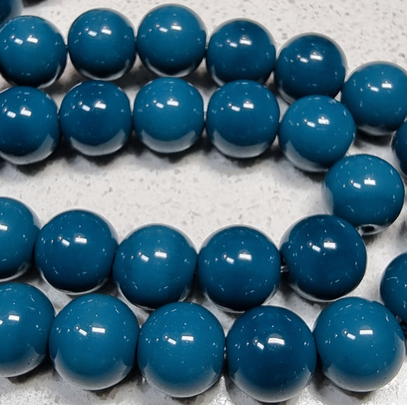 10MM GLASS BEADS - STRAND - MARINE BLUE