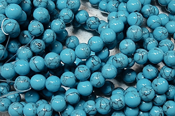 6MM TURQUOISE DYED SYNTHETIC BEADS