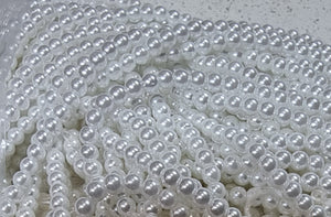 3-3.5MM GLASS ROUND PEARLS - PER STRAND PEARLISED WHITE