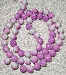 14MM GLASS BEADS - LIGHT PURPLE AND WHITE