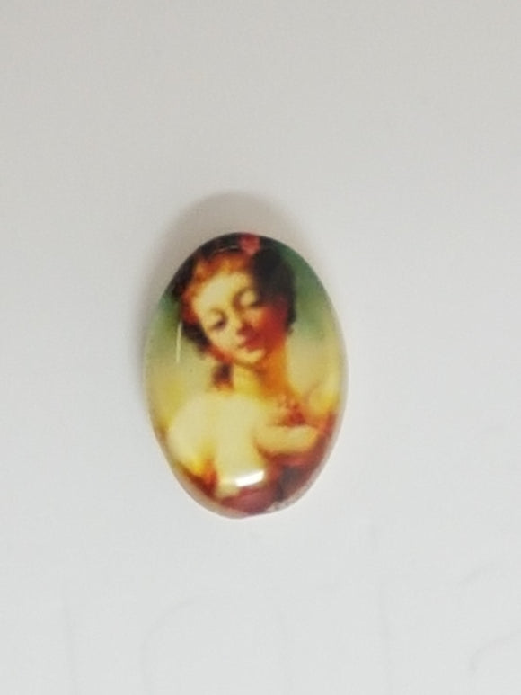 CABOCHON - 18 X 13MM GLASS OVAL - PORTRAIT 14