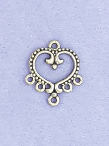 EAR/PENDANT BASE - 22 X 20MM - ANTIQUE GOLDEN HEART