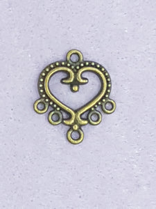 EAR/PENDANT BASE - 22 X 20MM - ANTIQUE BRONZE HEART