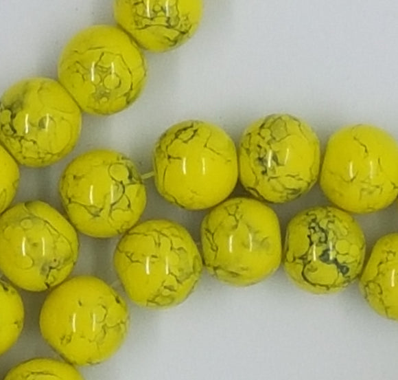 10MM GLASS BEADS - YELLOW - Yellow Light Mottle