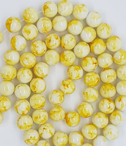 12MM GLASS BEADS - YELLOW MOTTLE