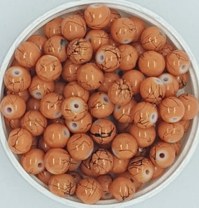 8MM GLASS BEADS - 20 BEADS PER PACKET -DARK ORANGE
