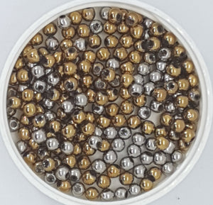 4MM GLASS BEADS - ELECTROPLATED - GOLD/SILVER MIX