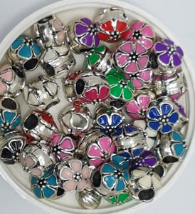 METAL BEADS - ENAMEL - 10MM MULTI COLOURS