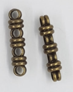 SPACER BARS - 4 HOLE - 27 X 6.5 X 6MM ANTIQUE BRONZE COLOUR
