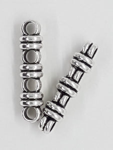SPACER BARS - 4 HOLE - 27 X 6.5 X 6MM ANTIQUE SILVER COLOUR
