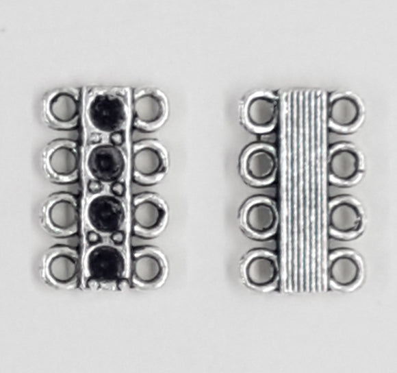 SPACER BAR LINKS - 8 HOLE - 15 X 10MM ANTIQUE SILVER COLOUR
