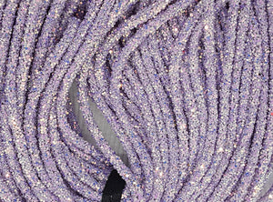 CORD - RUBBER  - HOLLOW - 5-6MM MAUVE COLOUR WITH PAILLETTES