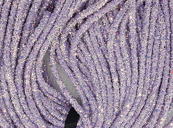 CORD - RUBBER  - HOLLOW - 5-6MM MAUVE COLOUR WITH PAILLETTES