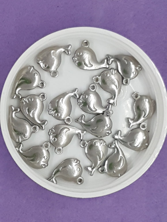CHARMS - WHALE - 304 S/STEEL - 15 X 12MM STEEL COLOUR