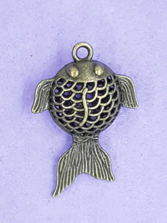 CHARMS - FISH - 53 X 36 X 14MM ANTIQUE BRONZE COLOUR