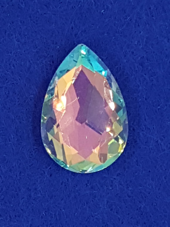 TEARDROPS - 30 X 20MM FACETED GLASS - ELECTROPLATED - AB COLOUR