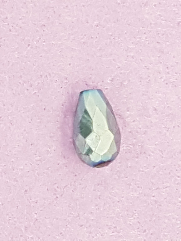 TEARDROPS - 16 X 10MM FACETED GLASS - ELECTROPLATED BLUE/GREEN HUE