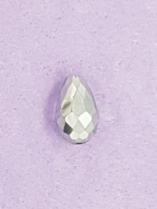 TEARDROPS - 16 X 10MM FACETED GLASS - ELECTROPLATED SILVER