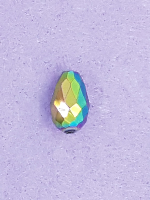 TEARDROPS - 16 X 10MM FACETED GLASS - ELECTROPLATED VITRAIL