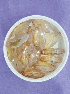 HORSE EYE - 25 X 12MM FACETED CRYSTAL GLASS - E. PLATED AMBER