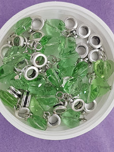HEARTS - 10MM FACETED GLASS PENDANT WITH BAIL- GREEN