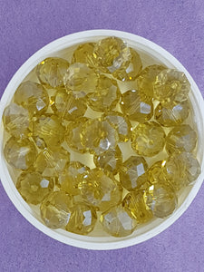 12MM ABACUS GLASS BEADS- Packet of 10 - LIGHT BROWN