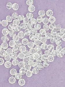 6 X 5MM ABACUS GLASS BEADS- 20 Per Packet - ABACUS CLEAR