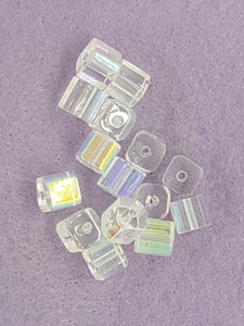 CUBES - 6MM GLASS - E.PLATED AB COLOUR