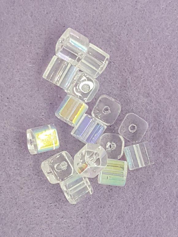CUBES - 6MM GLASS - E.PLATED AB COLOUR