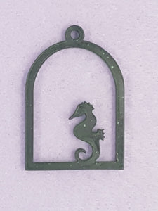 BEZEL - 49 X 34MM OPEN BACK SETTING WITH SEAHORSE - BLACK