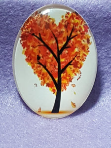 CABOCHON - 40 X 30MM GLASS OVAL - TREES
