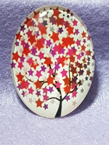 CABOCHON - 40 X 30MM GLASS OVAL - TREES