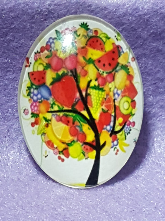 CABOCHON - 40 X 30MM GLASS OVAL - TREES