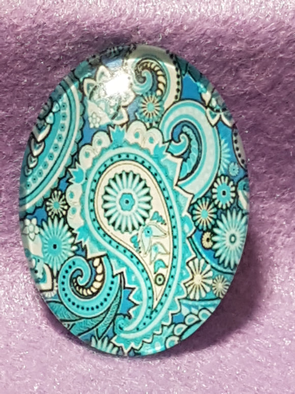 CABOCHON - 40 X 30MM GLASS OVAL - RETRO PATTERNS
