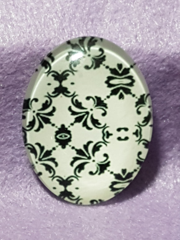 CABOCHON - 45 X 35MM GLASS OVAL - MIXED PATTERNS