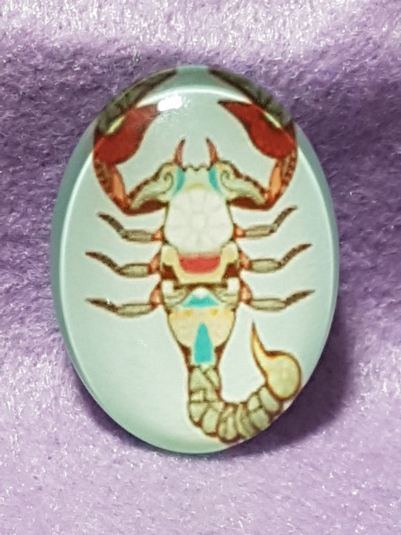 CABOCHON - 40 X 30MM GLASS OVAL - ZODIAC SIGNS